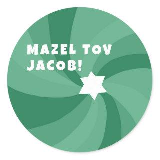 Modern Swirl Star of David MAZEL TOV CUSTOM Classic Round Sticker