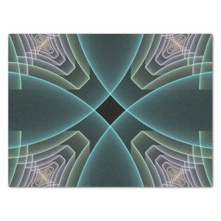 Modern Teal Geometric Fractal Art Graphic Tissue Paper