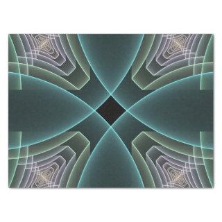 Modern Teal Geometric Fractal Art Graphic Tissue Paper