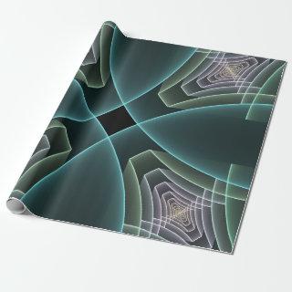 Modern Teal Geometric Fractal Art Graphic