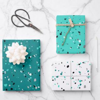 Modern Teal Turquoise Terrazzo Pattern  Sheets
