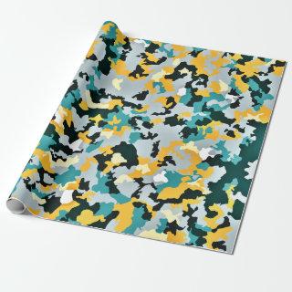 Modern Teal, Yellow, & Black Camouflage