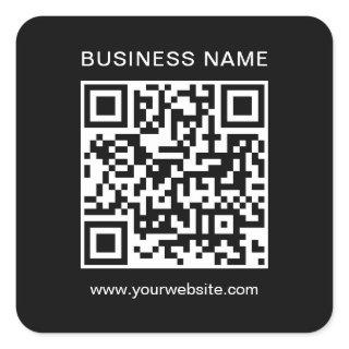 Modern Template Custom Business QR Code Black Square Sticker