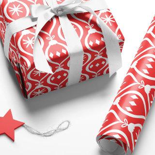 Modern Trendy Retro Red Holiday Ornament Pattern