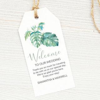 Modern Tropical Watercolor Greenery Welcome Gift Tags