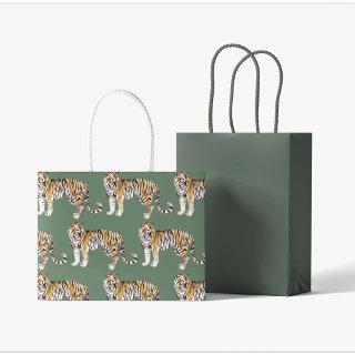 Modern Tropical Watercolor Tigers Wild Pattern Large Gift Bag