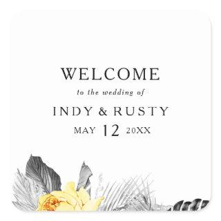 Modern Tropical Wedding Welcome Square Sticker