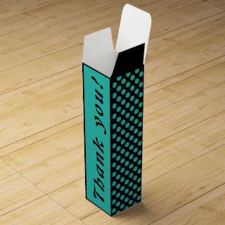 Modern Turquoise & Black Polka Dot Thank You! Wine Box