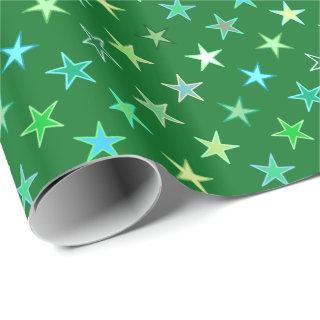 Modern Twinkling Stars, Emerald and Lime Green