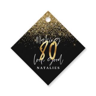 Modern typography gold 80th birthday thank you favor tags