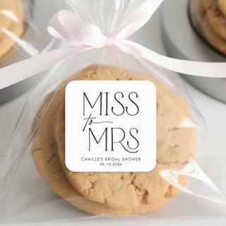 Modern Typography Miss to Mrs Bridal Shower Square Sticker