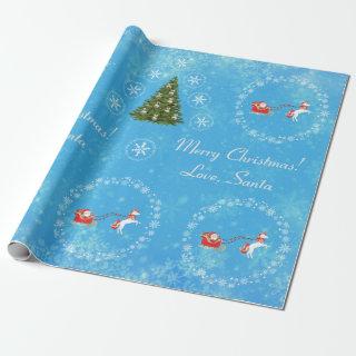 Modern Unicorn Santa Snow Merry Xmas Trees Blue