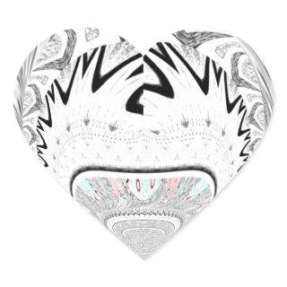 Modern Urban Ash Gray Flora Abstract Pattern Art  Heart Sticker