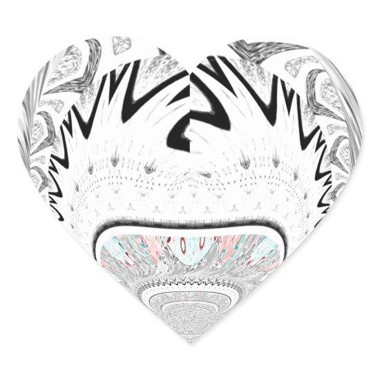 Modern Urban Ash Gray Flora Abstract Pattern Art  Heart Sticker