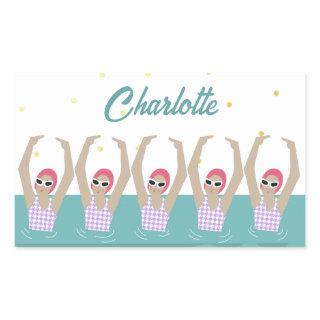 Modern Vintage Artistic Swimmers Synchro Swimming  Rectangular Sticker