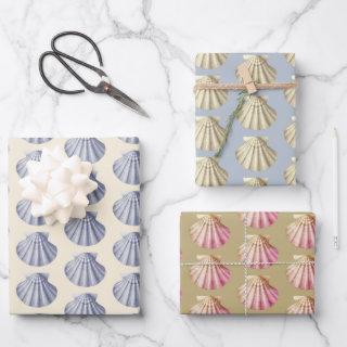 Modern Vintage Blue Beige Pink Shells  Sheets