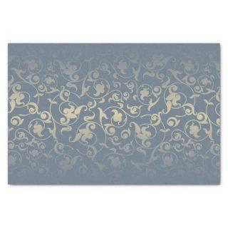 Modern Vintage cadet blue gold floral pattern Tissue Paper