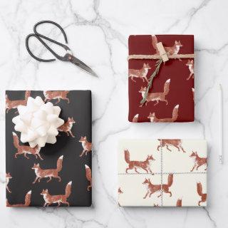 Modern Vintage Cute Fox Pattern Ivory, Red, Black  Sheets