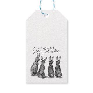 Modern vintage farmhouse Easter rabbits Gift Tags