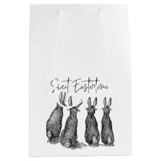Modern vintage farmhouse Easter rabbits Medium Gift Bag