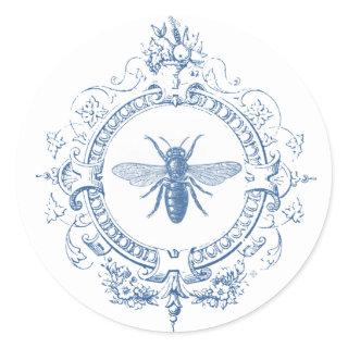 Modern Vintage French farmhouse bee Classic Round Sticker