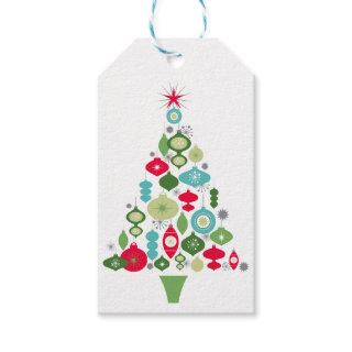 modern vintage retro christmas tree gift tags