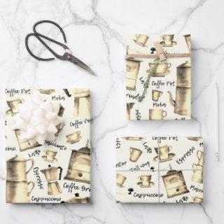 Modern Vintage Watercolor coffee espresso pots  Sheets