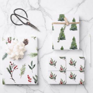 Modern Warm Red Winter Watercolor  Sheets