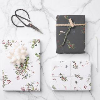 Modern Warm Winter Berry Watercolor  Sheets