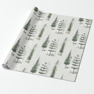 Modern Watercolor Christmas Green Pine Gift