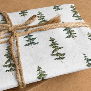 Modern Watercolor Christmas Green Pine Tree Wrappi  Sheets