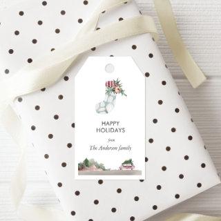 Modern Watercolor Christmas Stocking Holiday Gift Tags