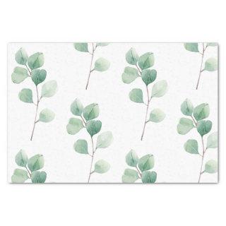Modern Watercolor Eucalyptus Green Pattern  Tissue Paper