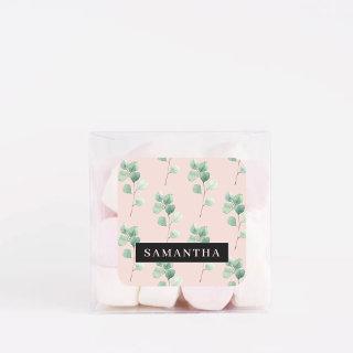 Modern Watercolor Leaves Pattern With Name Square Sticker
