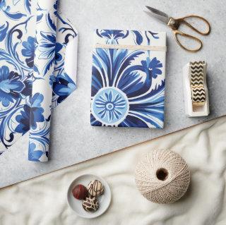 Modern Watercolor Mediterranean  Blue Tiles