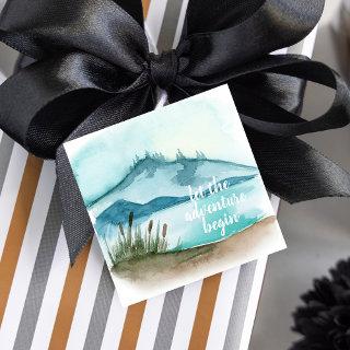 Modern Watercolor Nature Let's The Adventure Begin Favor Tags