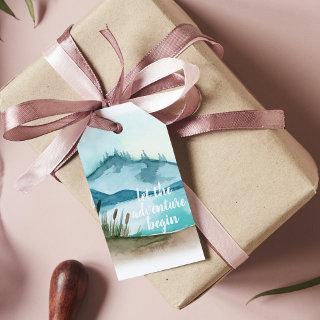 Modern Watercolor Nature Let's The Adventure Begin Gift Tags