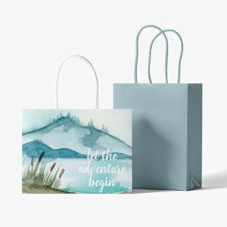 Modern Watercolor Nature Let's The Adventure Begin Large Gift Bag