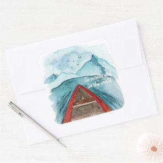 Modern Watercolor Nature See The World Quote Square Sticker