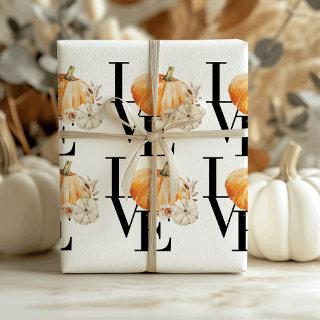 Modern Watercolor Orange Pumpkin With Love