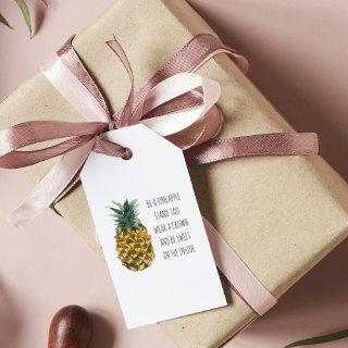 Modern Watercolor Pineapple & Positive Funny Quote Gift Tags