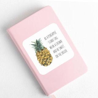 Modern Watercolor Pineapple & Positive Funny Quote Square Sticker