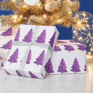 Modern Watercolor Purple Pine Tree Christmas