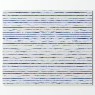 Modern Watercolor Striped Pattern Blue and White