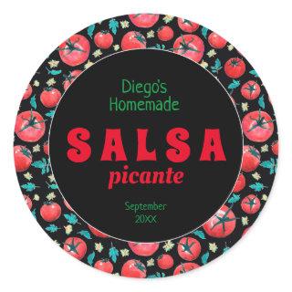 Modern watercolor tomato sauce salsa food label