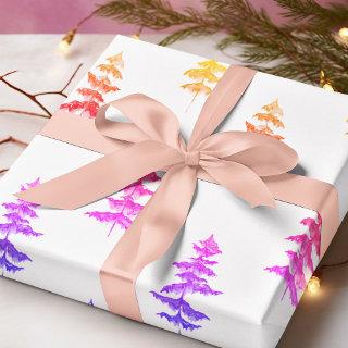 Modern Watercolor Winter Pine Pink Tree Christmas