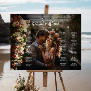 Modern wedding seating chart with photo canvas print