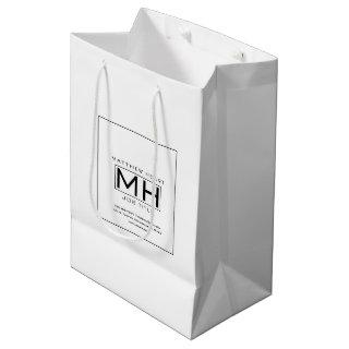 Modern White & Black Business Professional Medium Gift Bag