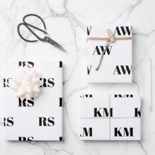 Modern white black custom monogram initial pattern  sheets