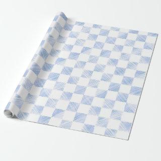 Modern White Blue Checkerboard Pattern